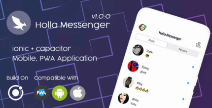 Holla messenger ionic 6 pwa mobile app codermarket.png