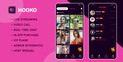 Hooko live streaming one to one video call chat feed codermarket.png