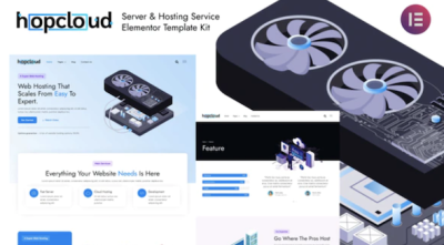 Hopcloud server hosting service elementor template kit codermarket.png