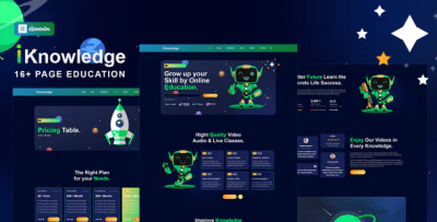 Iknowledge education online learning platform elementor template kit .png