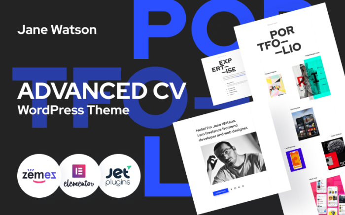 Jane watson advanced and reliable cv wordpress theme.png