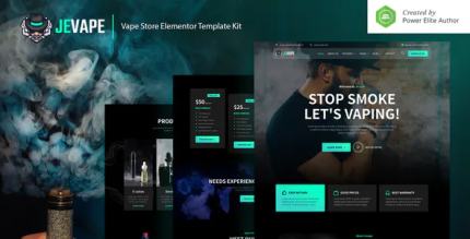 Jevape vape community store elementor template kit codermarket.png