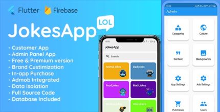 Jokes app mobile flutter application customer app and admin panel app .jpeg