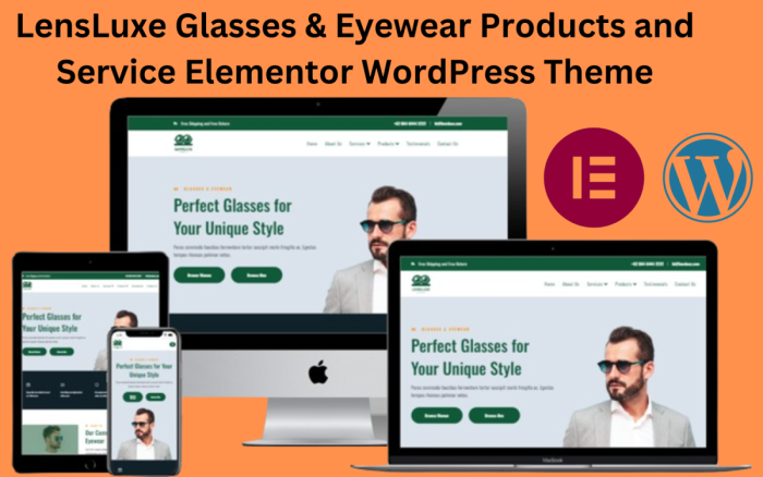 Lensluxe glasses eyewear products and service elementor wordpress theme.png