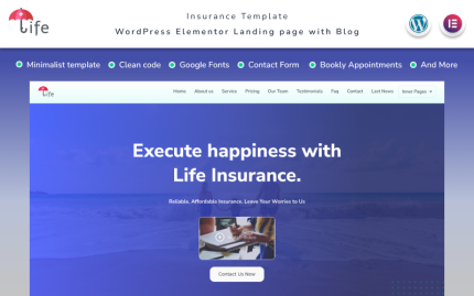 Life insurance sompany landing page with blog elementor.png