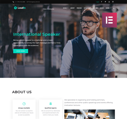 Loudin public speaking wordpress elementor theme.png