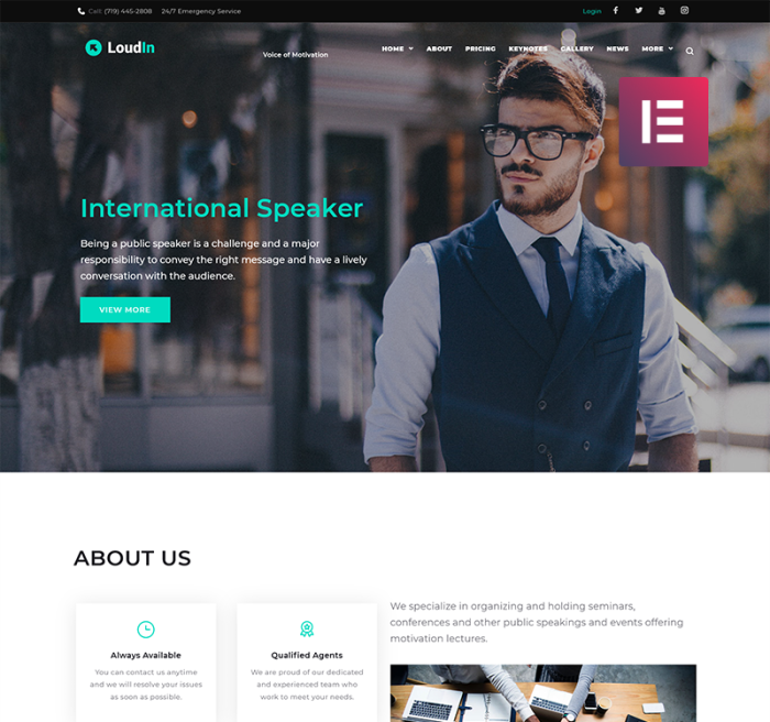 Loudin public speaking wordpress elementor theme.png