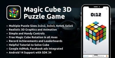 Magic cube puzzle 3d game with admob ads android codermarket.jpeg