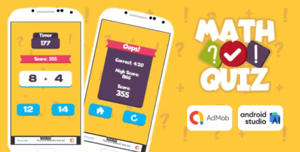 Math quiz game android studio project with admob ads ready to publish .png