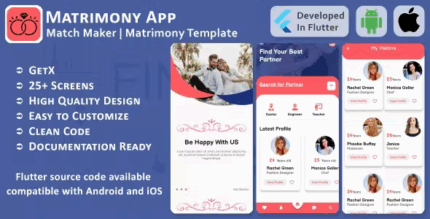 Matrimony app match maker search partner flutter mobile ui template kit.png