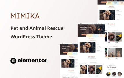 Mimika pet and animal rescue one page wordpress theme.png