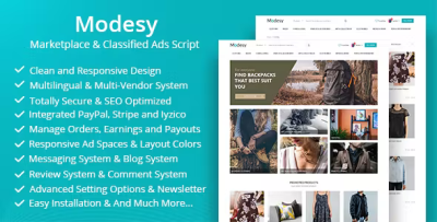 Modesy marketplace classified ads script demo data codermarket.png