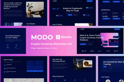 Modo crypto currency elementor template kit codermarket.png