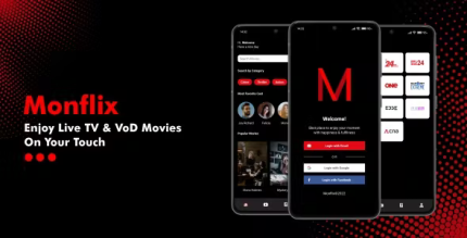 Monflix ott live tv movies app codermarket.png