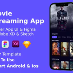Movie streaming app android ios figma xd sketch ui kit flutter .png