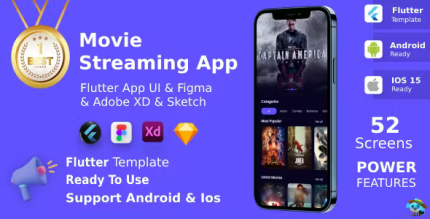 Movie streaming app android ios figma xd sketch ui kit flutter .png