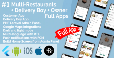 Multi restaurants flutter app delivery boy app owner app php laravel.png