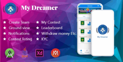 My dreamer fantasy app ui with android code codermarket.png