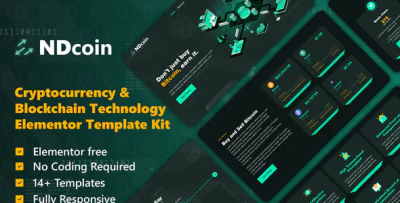 Ndcoin cryptocurrency blockchain technology elementor template kit .png