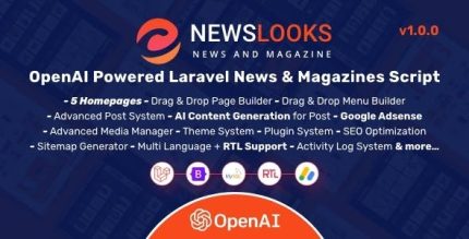 Newslooks openai powered laravel news magazines script codermarket.jpeg