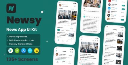 Newsy news app react native cli ui kit codermarket.jpeg