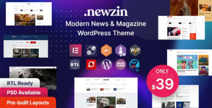 Newzin wordpress newspaper magazine elementor theme codermarket.jpg