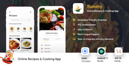 Online recipes cooking android ios app template ionic 5 yummy .png
