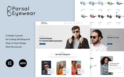 Parsal fashion eyewear prescription glasses sunglasses wordpress theme.jpg
