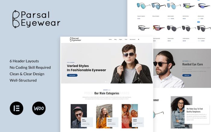 Parsal fashion eyewear prescription glasses sunglasses wordpress theme.jpg