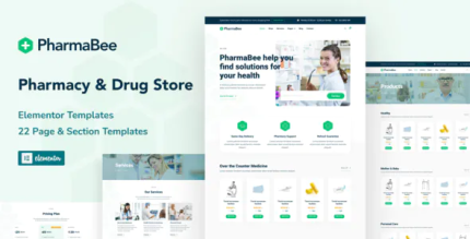 Pharmabee pharmacy drug store website elementor template kit codermarket.png