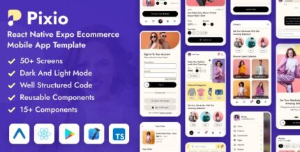 Pixio react native expo ecommerce mobile app template codermarket.jpg