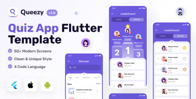 Queezy quiz app flutter template codermarket.png