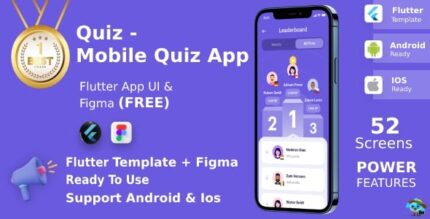 Quiz app android ios figma ui kit flutter queezy game codermarket.jpg