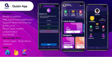 Quizin app quiz application quiz game level up rank up codermarket.png