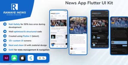 Rawaye news flutter news app ui kit codermarket.png