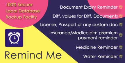 Remind me document expiry water medicine reminder app codermarket.png