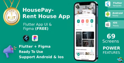 Rent home app ui kit flutter figma free housepay codermarket.png