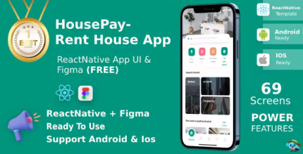 Rent home app ui kit react native figma housepay codermarket.png