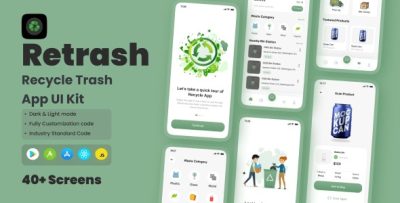 Retrash recycle trash app react native cli ui kit codermarket.jpg