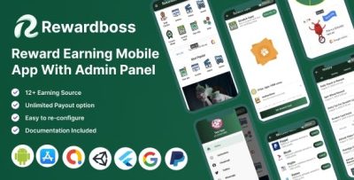 Rewardboss flutter earning app with ai generated quiz and admin panel .jpg
