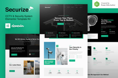 Securize cctv security elementor template kit codermarket.png