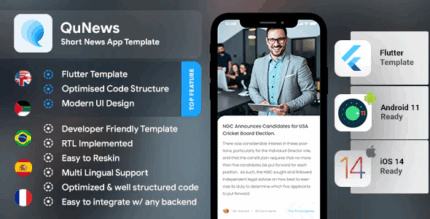 Short news android app ios app template flutter qunews codermarket.png
