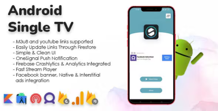 Single tv with m3u8 youtube player codermarket.png