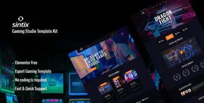 Sintix gaming studio elementor template kit codermarket.png
