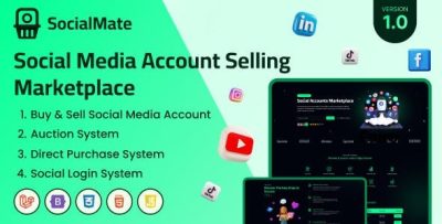 Socialmate social media account selling marketplace codermarket.jpeg