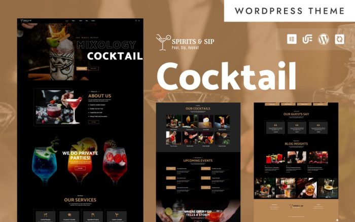 Spirits sip cocktail lounge bartender wordpress elementor theme.jpg