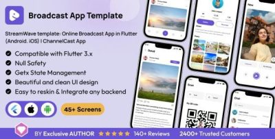Streamwave ui template online broadcast app in flutter android ios .jpeg