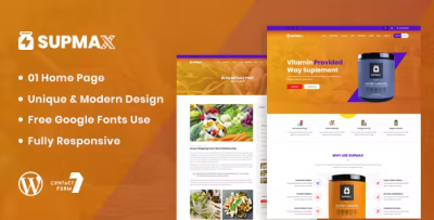 Supmax health supplement wordpress theme codermarket.png