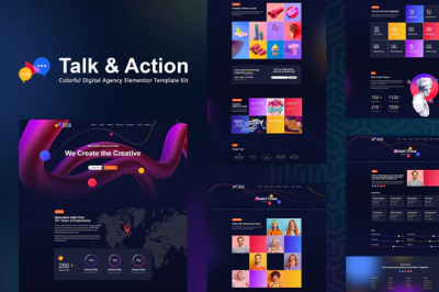 Talk action colorful digital agency elementor template kit codermarket.png