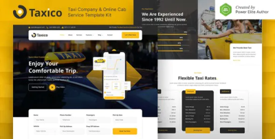 Taxico taxi company online cab service elementor template kit codermarket.png